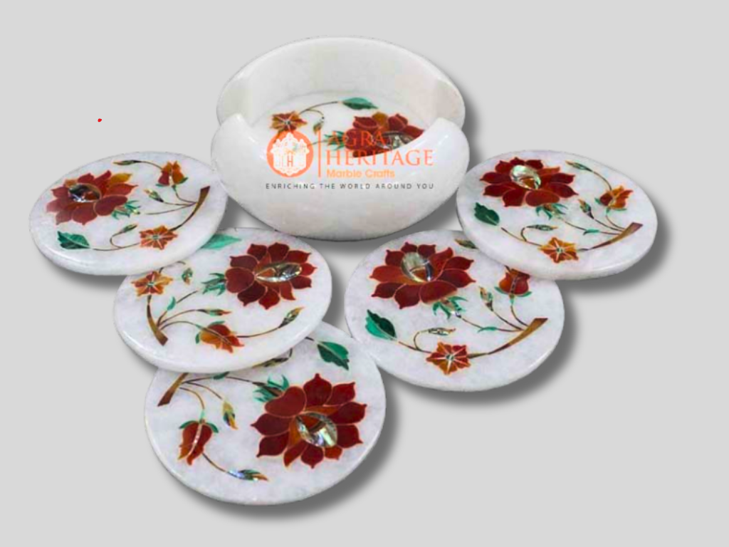 Carnelian Handmade Decorative Coaster Set